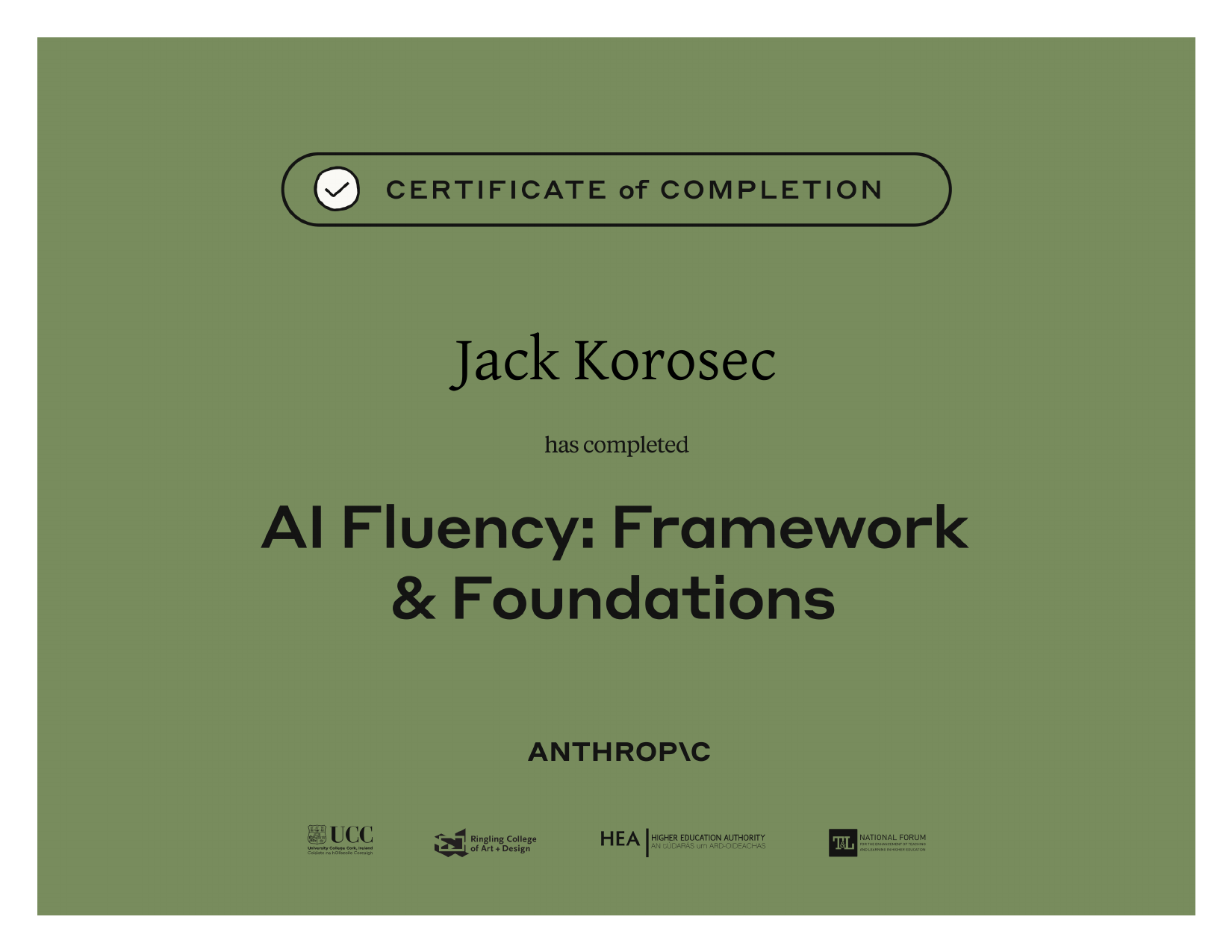 AI Fluency: Framework & Foundations certificate