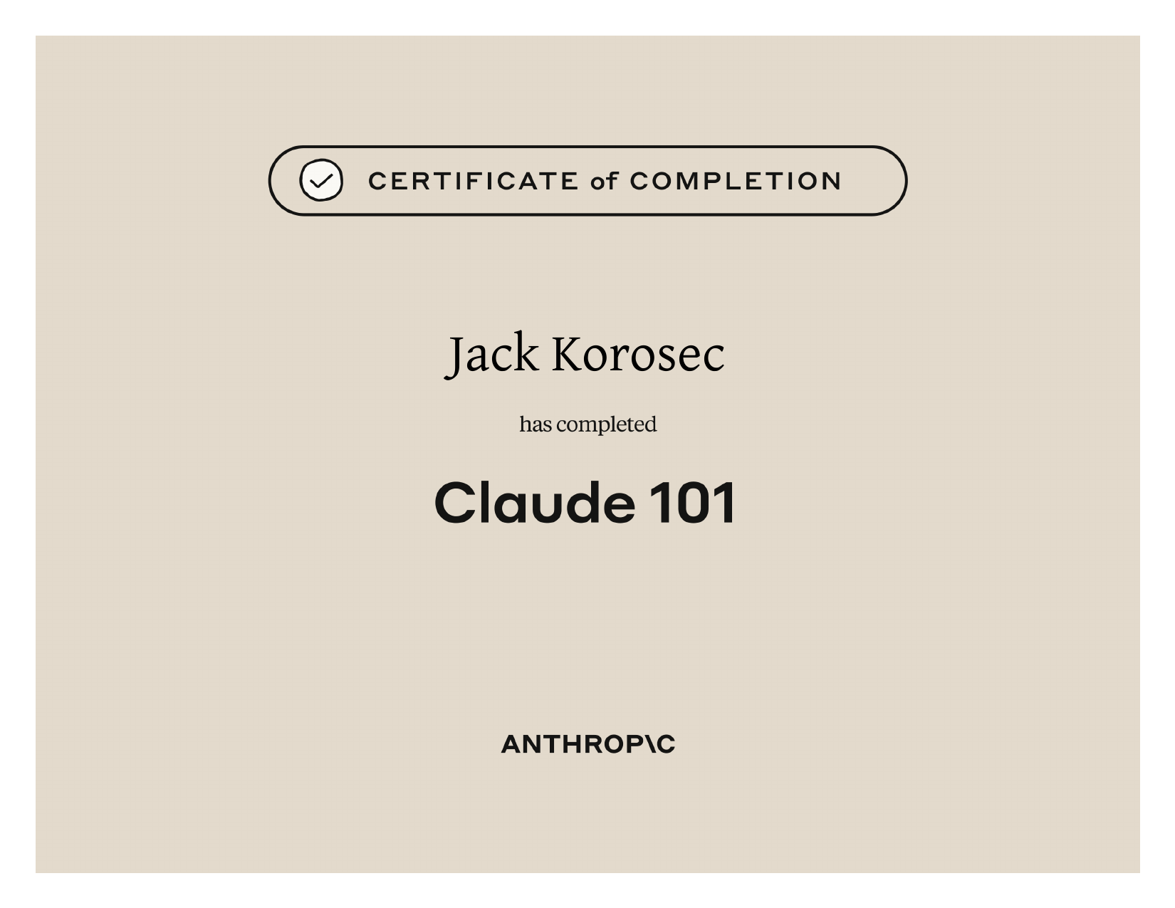 Claude 101 certificate